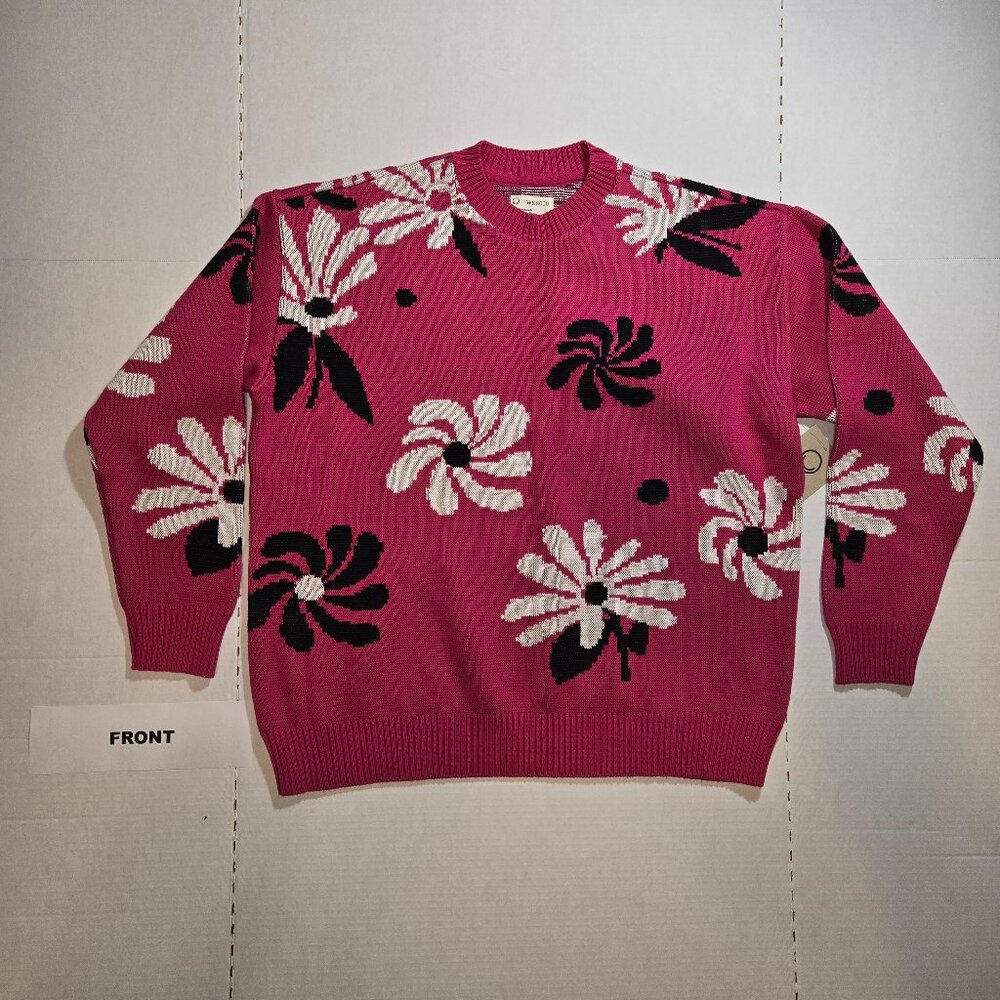 For Days WK8000 Oversized Floral Crew Sweater